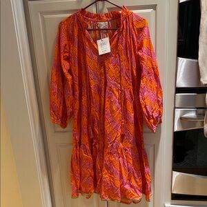 Naudic Orange and Pink Patterned Dress. size XS